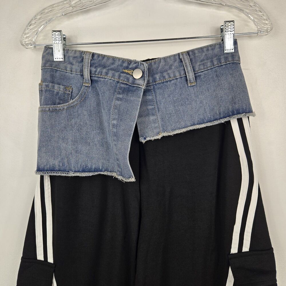 Micas Women's Size Small Denim Patchwork Pocket Trousers Streetwear Club NWT - Picture 4 of 10